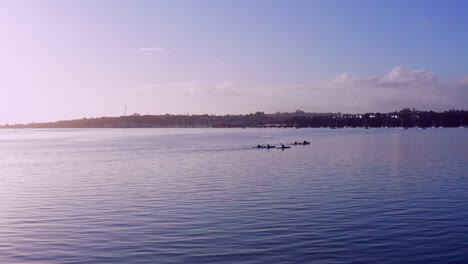 Group-Of-People-Kayaking-On-A-Calm-Beach-In-New-Zealand