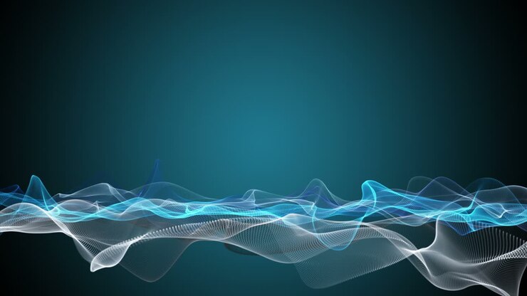 Animazione fantastica con oggetto a onda di particelle al rallentatore e spazio per il testo, 4096x2304 loop 4K