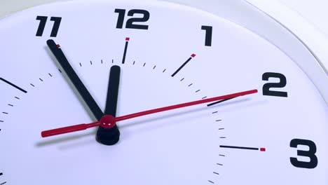 video footage of a wall clock with five minutes left to twelve. professional shot in 4k resolution.