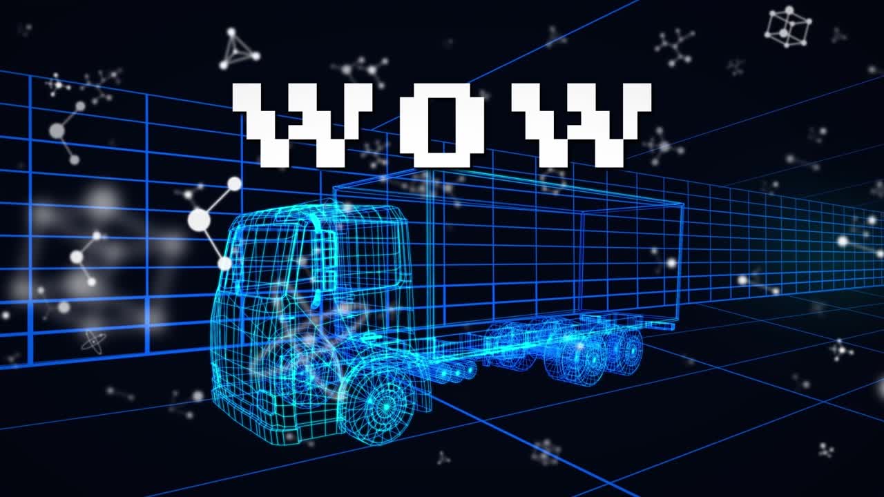 Animation of car drawing over woman wearing vr headset