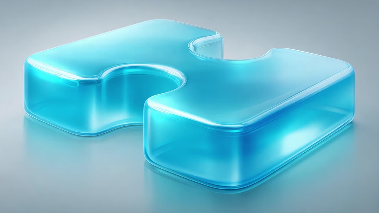 A Stunning Close-Up of a Transparent Blue Letter 'H' Shaped Object, Showcasing Its Smooth Curved Surface and Light Reflection Against a Soft Gray Background, Perfect for Modern Design Concepts