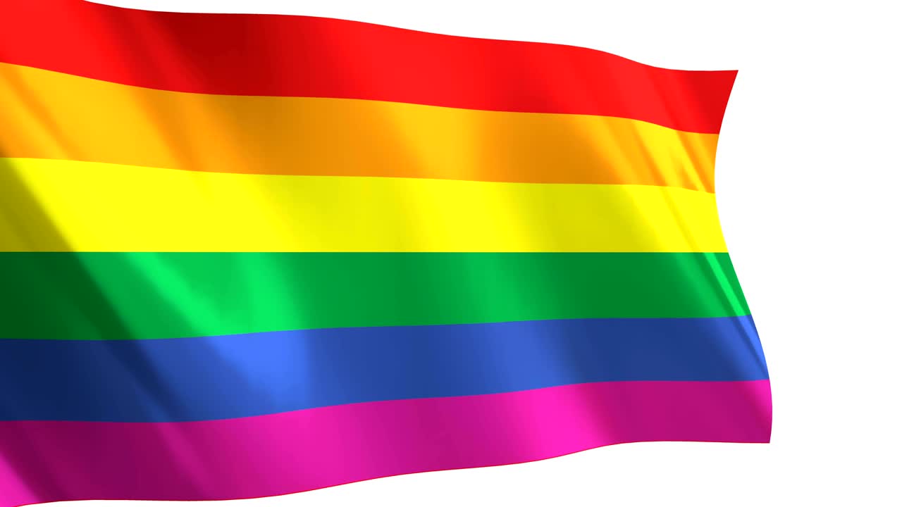 la bandera gay del arco iris agitando