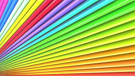 abstract 3d seamless bright background in 4k with rainbow tapes. rainbow multicolored stripes move cyclically in simple geometry cartoon creative style. looped smooth animation. 55