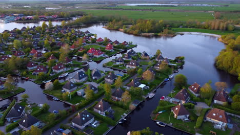 View-at-the-bungalow-park-It-Wiid-at-the-city-Eernewoude,-Friesland,-The-Netherlands