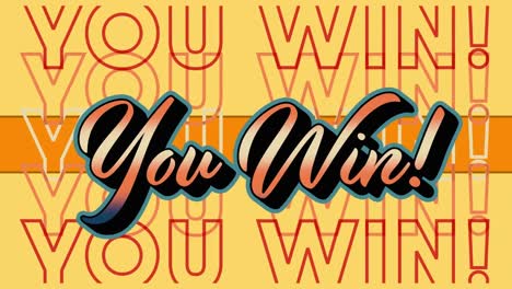 animation of you win text on yellow background