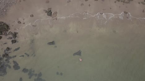 Aerial-view-of-a-swimmer-in-the-ocean