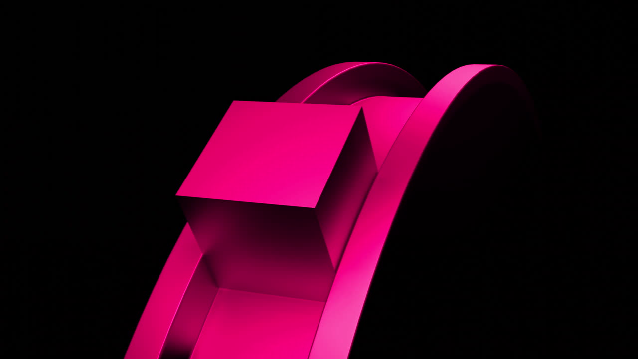 Forme geometriche rosa su sfondo nero