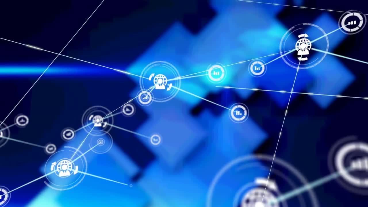 animación de la red de conexiones sobre fondo azul