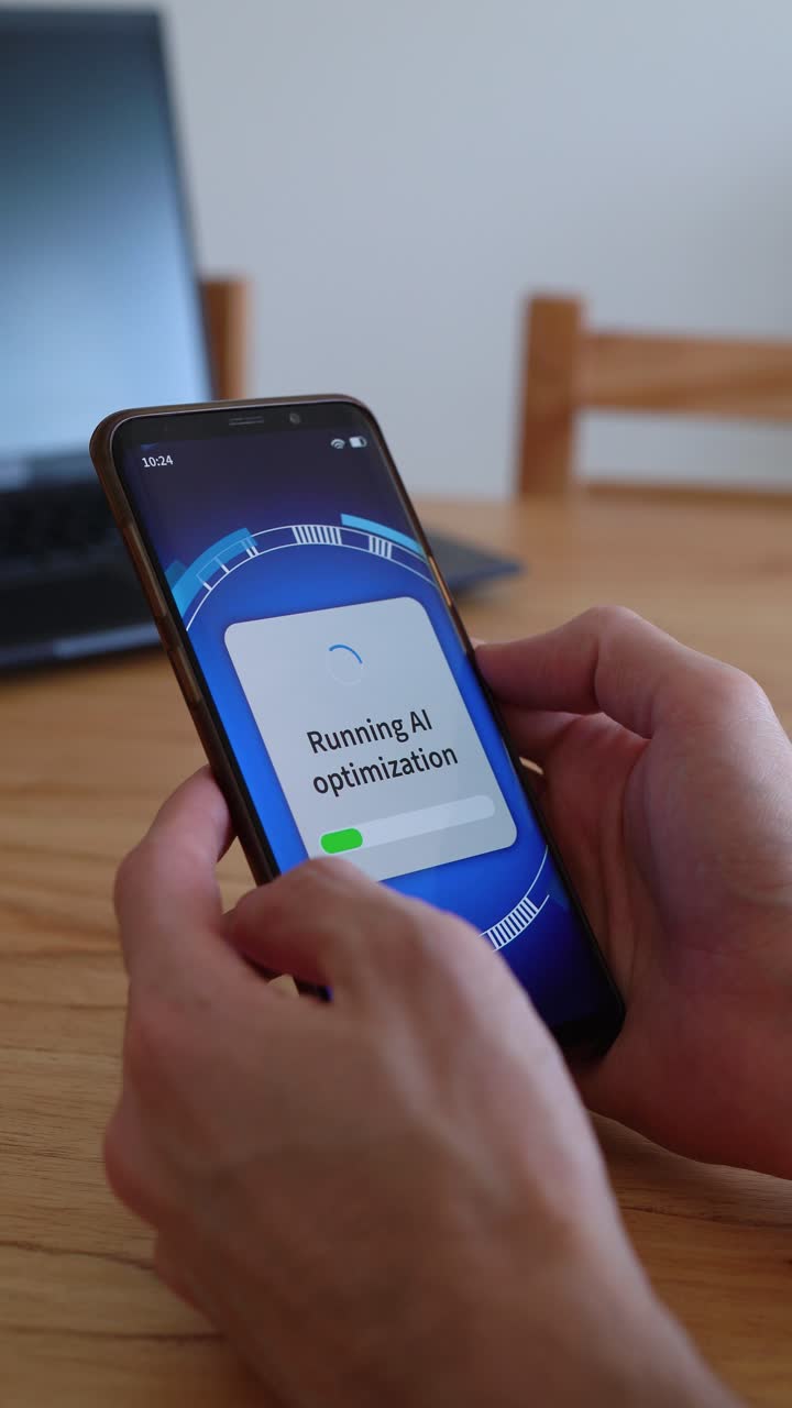 Concept of doing phone optimization with artificial intelligence. Vertical shot