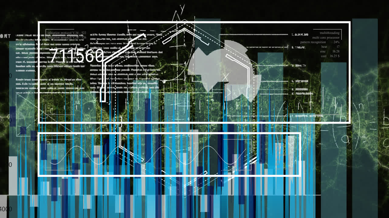 Animation of data processing over shapes
