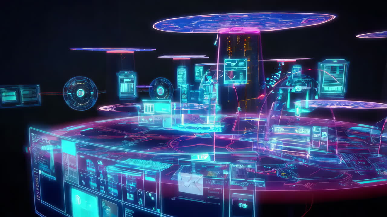 Futuristic Holographic City Interface