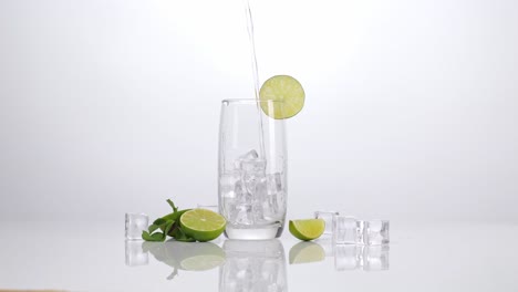 refreshing lime soda water with ice