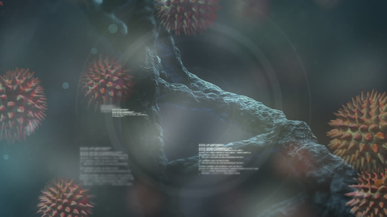 adn giratorio rodeado de bacterias y datos