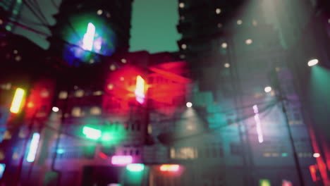 ciudad cyberpunk borrosa por la noche