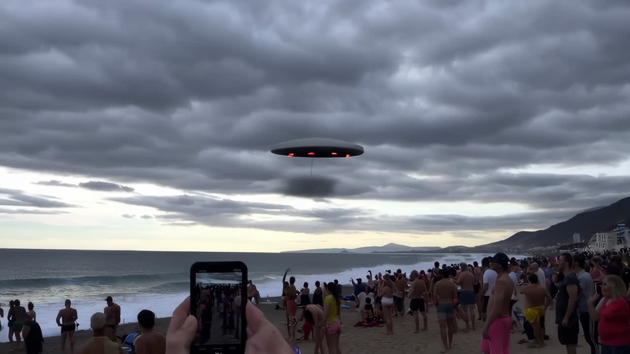 UFO Sighting over Beach Crowd