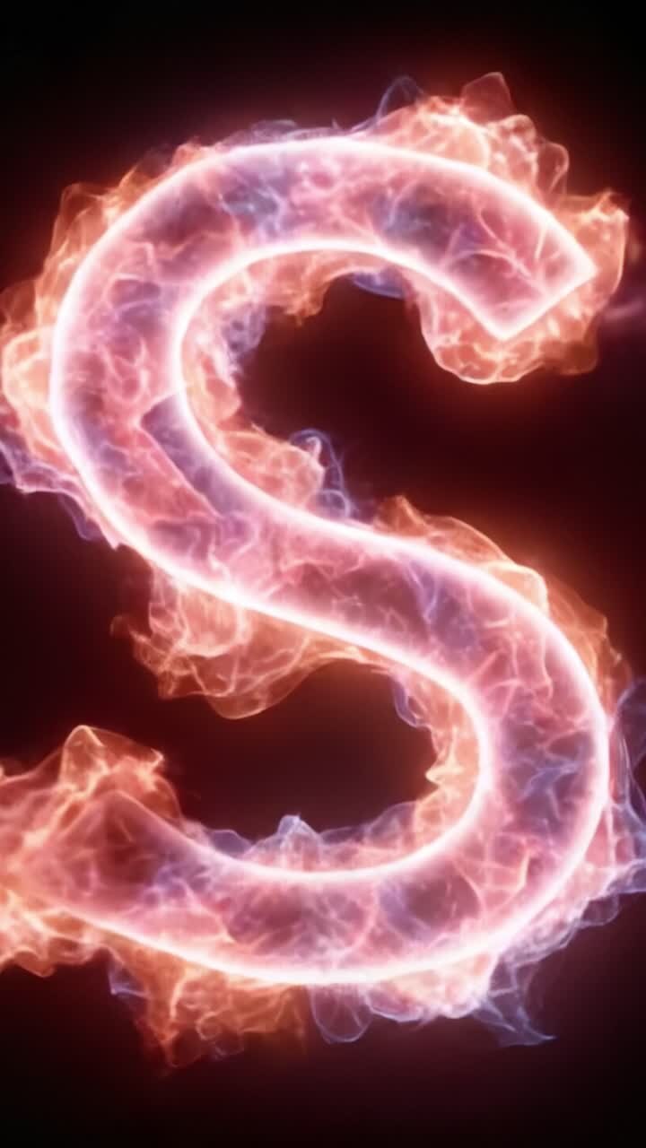 A Captivating Display of an Illuminated 'S' Formed from Vibrant Swirling Smoke and Fiery Colors, Representing Motion and Energy in Abstract Art