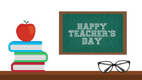 happy teachers day celebration with chalkboard and supplies