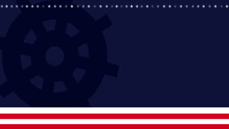 digital video showcases animated us flag and wheel, symbolizing patriotism.