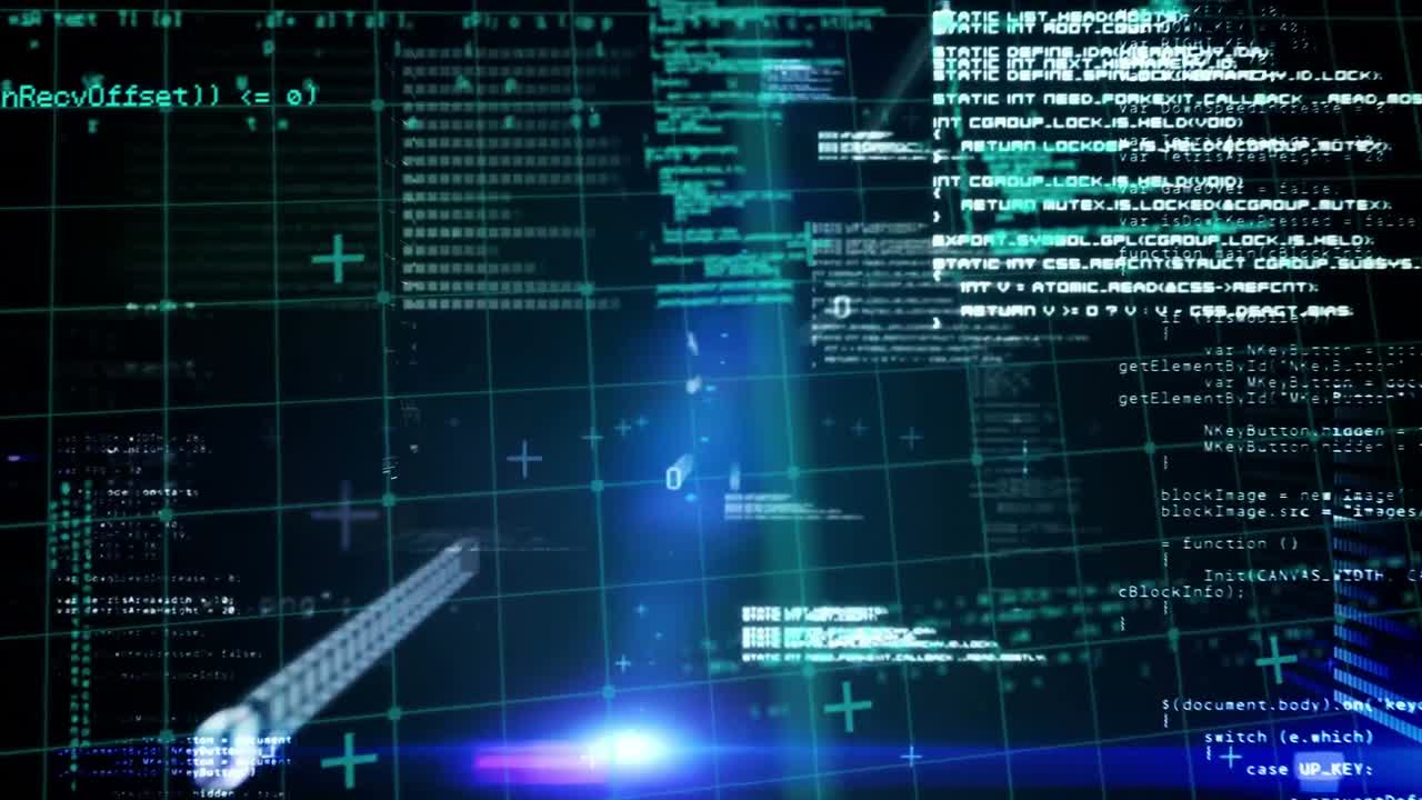 검은색 배경에 데이터 처리를 통해 녹색 모양의 애니메이션