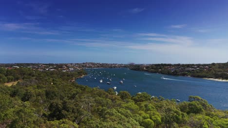 point walter australia aerial drone low fly through trees to river