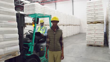 young female worker in a warehouse