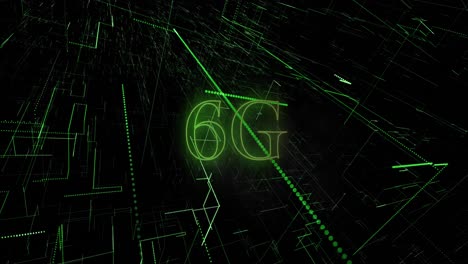 animation of 6g text and computer data processing