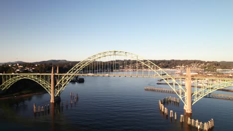 classic s steel bridge on highway in newport