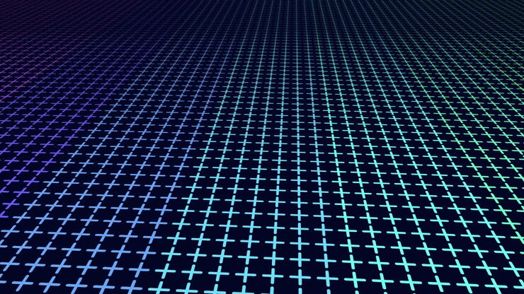 A modern and futuristic black and white grid with colorful lines creating a unique visual effect. The grid is composed of small squares arranged in a checkerboard pattern