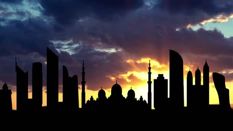 dubai sunset timelapse skyline silhouette.