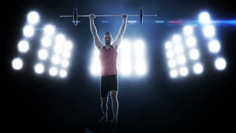 young man lifting up barbell