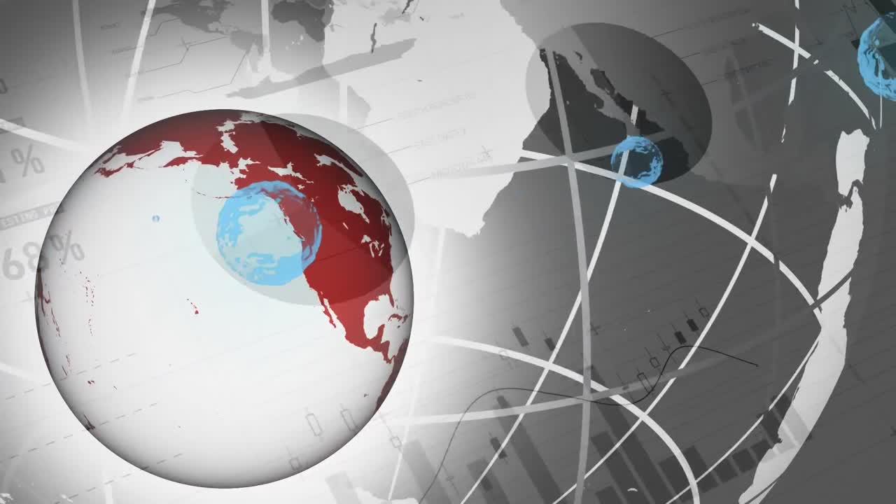 animación del globo sobre el procesamiento de datos sobre fondo blanco