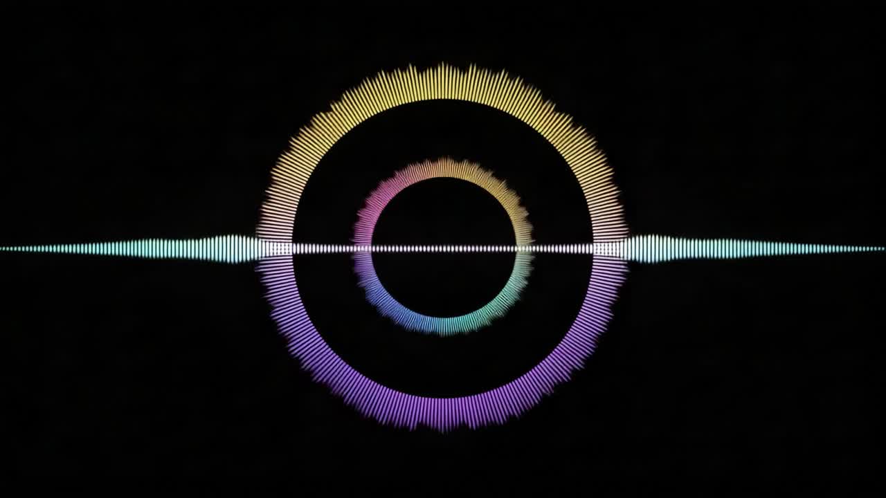 Visual Representation of Sound Waves: An Artistic Display Featuring Vibrant Colors and Patterns That Illustrate the Rhythm and Dynamics of Audio Frequencies