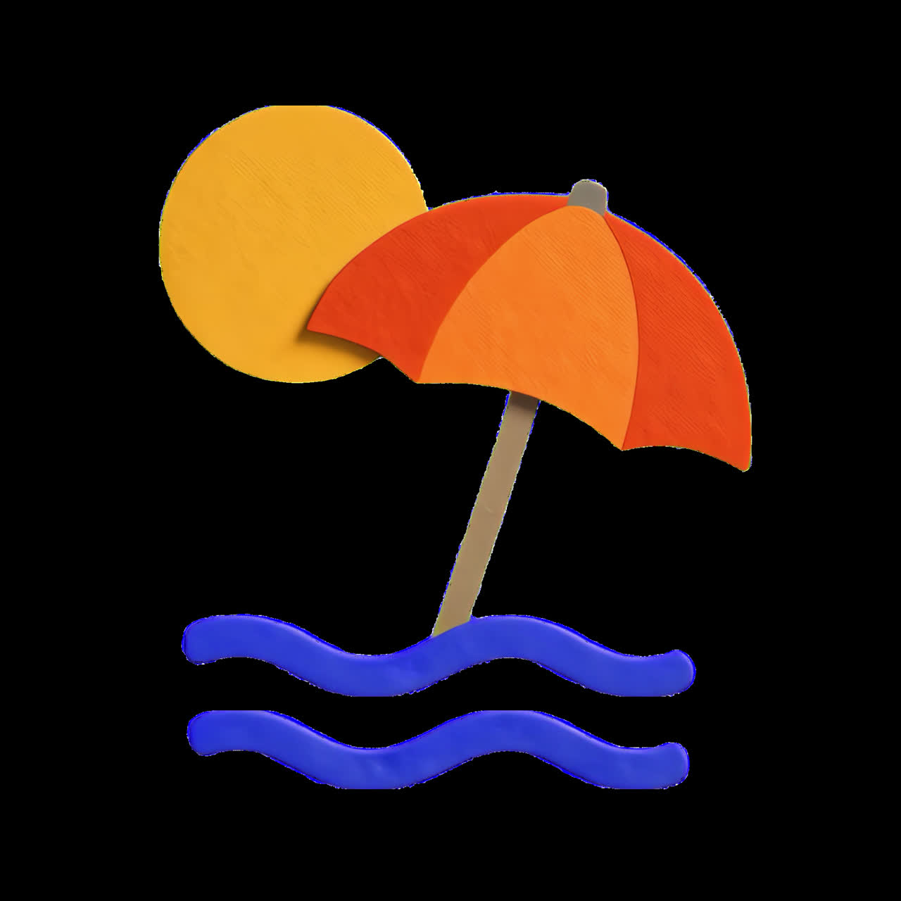 Vibrant beach icon illustration animation isolated asset, transparent 4K video, alpha channel