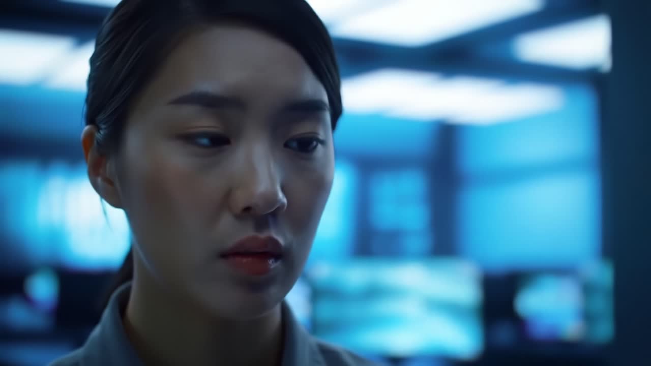 A Focused Individual Analyzes Critical Information in a High-Tech Environment, Highlighting the Tension and Importance of Their Role Within the Narrative