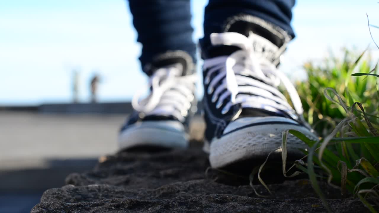 Sneakers on the girl. Convenient footwear