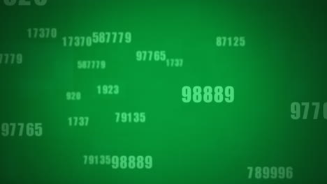 multiple numbers changing against green background