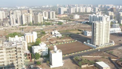 aerial view of a developing city with high-rise buildings