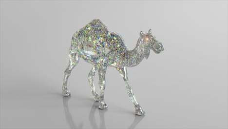 camello de diamante caminando. el concepto de la naturaleza y los animales. bajo poli. color blanco. animación 3d de bucle sin costuras