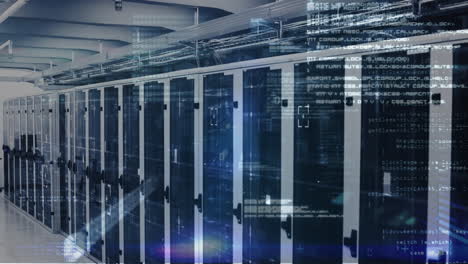 animación del procesamiento de datos a través de servidores informáticos