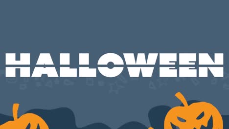 Animation-of-halloween-greetings,-lines-and-pumpkins-bats-on-grey-background