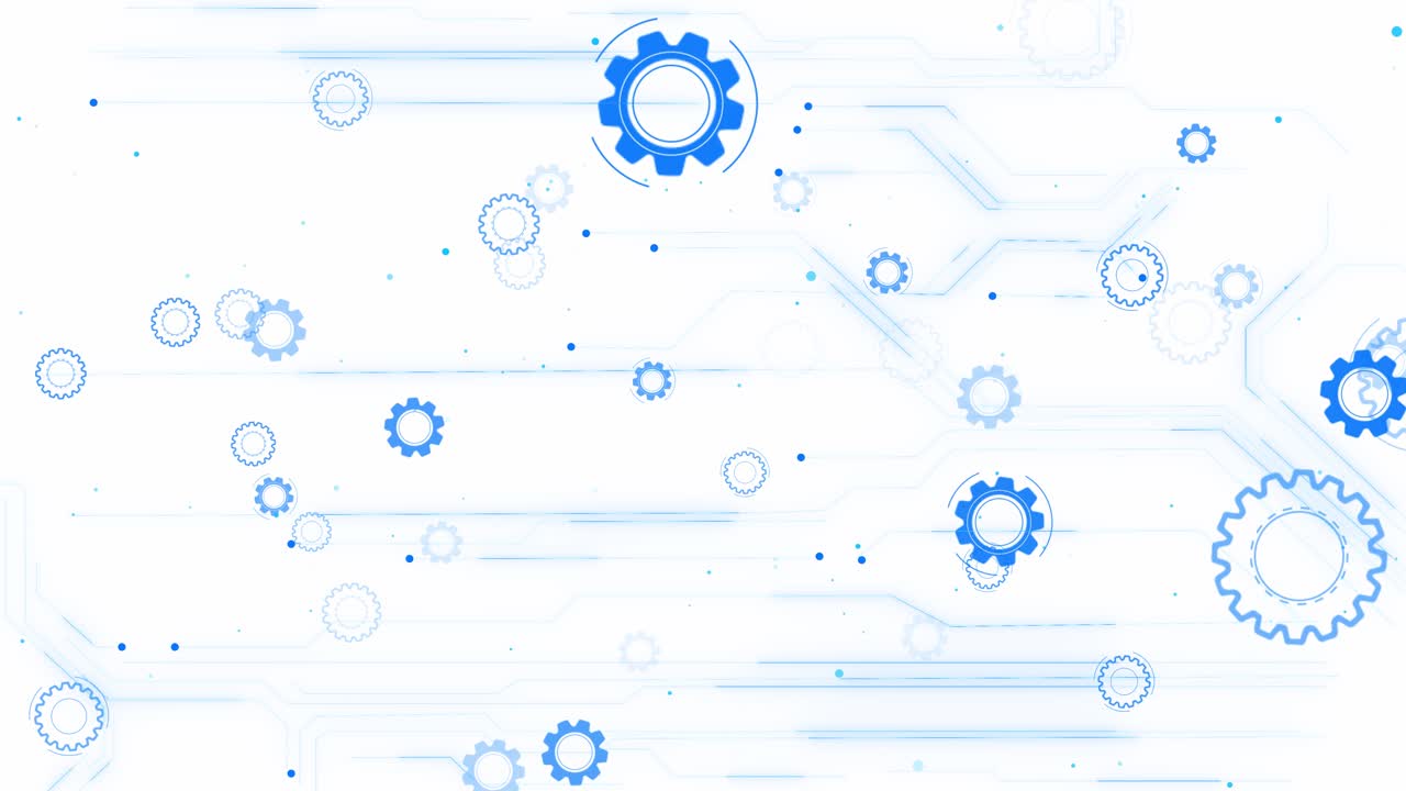 Animation of data processing geometry spots icons representing various business tools processes