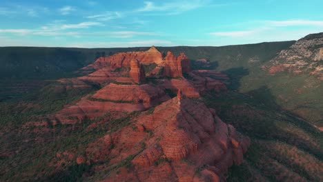 sedona national park valley and mountains at sunset - aerial drone shot