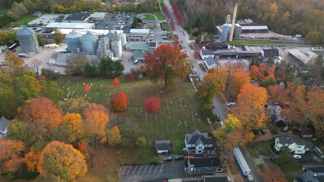 오하이오 주 그랜빌 (granville) 에 있는 올드 콜로니 묘지 (old colony burial ground cemetery) 의 공중 사진