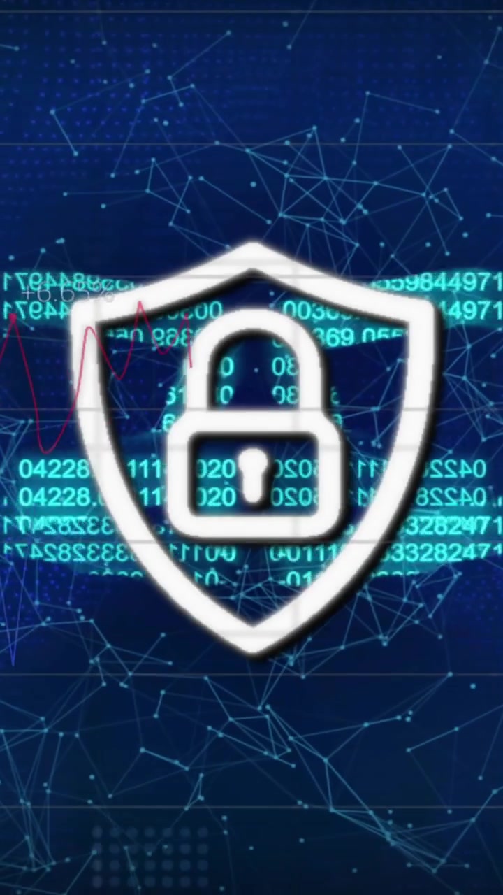Animation of networks of connections with padlock icon and chain background