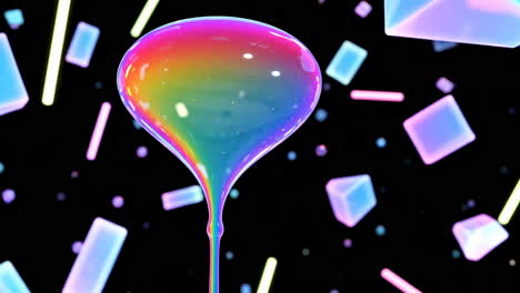 abstract rainbow bubble with geometric shapes