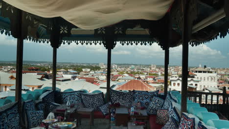 rooftop restaurant view over stone town, zanzibar