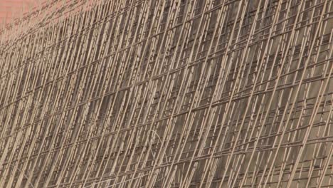 pan close up steel frames on floor of a new house construction site