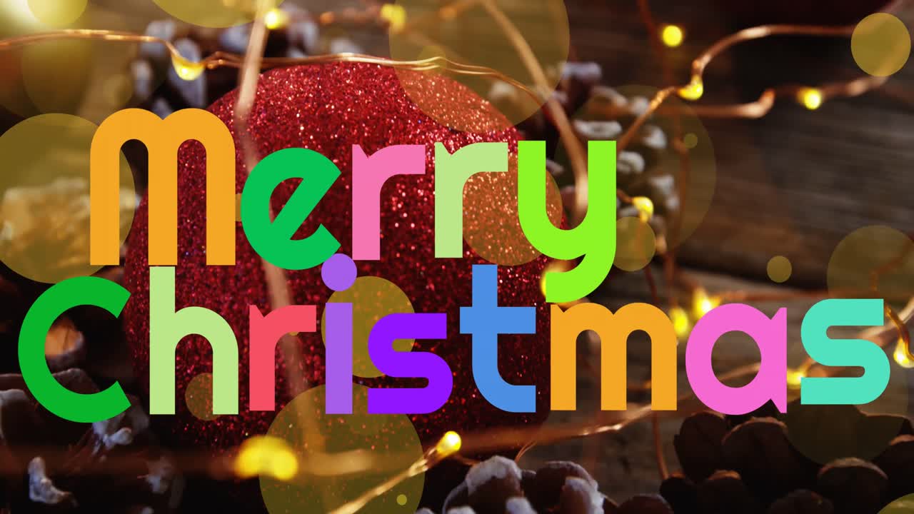 Animation of christmas greetings text over christmas decorations