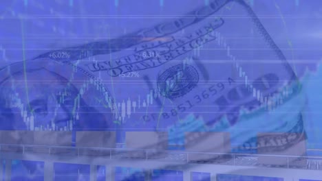 animación del procesamiento de datos sobre billetes