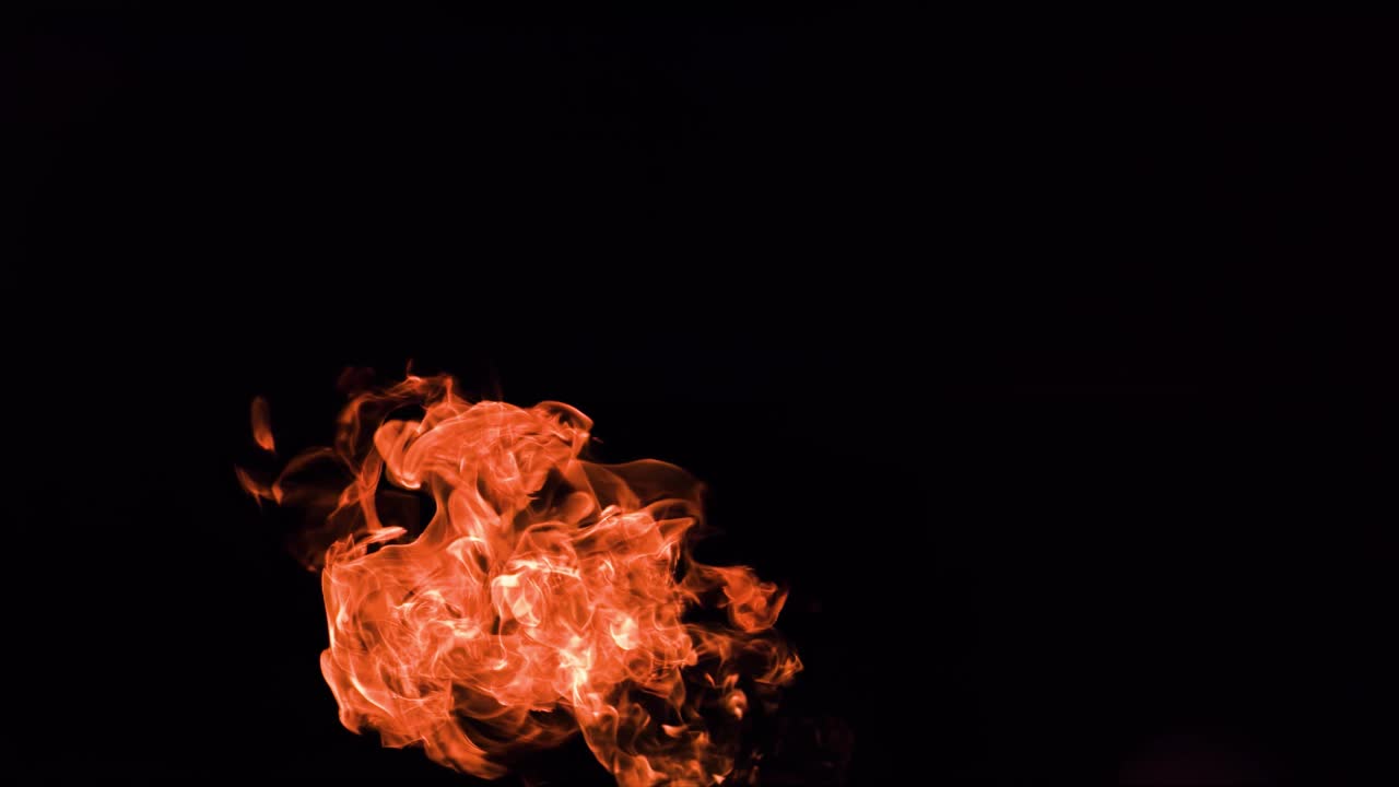 Super slow motion of flames isolated on black background